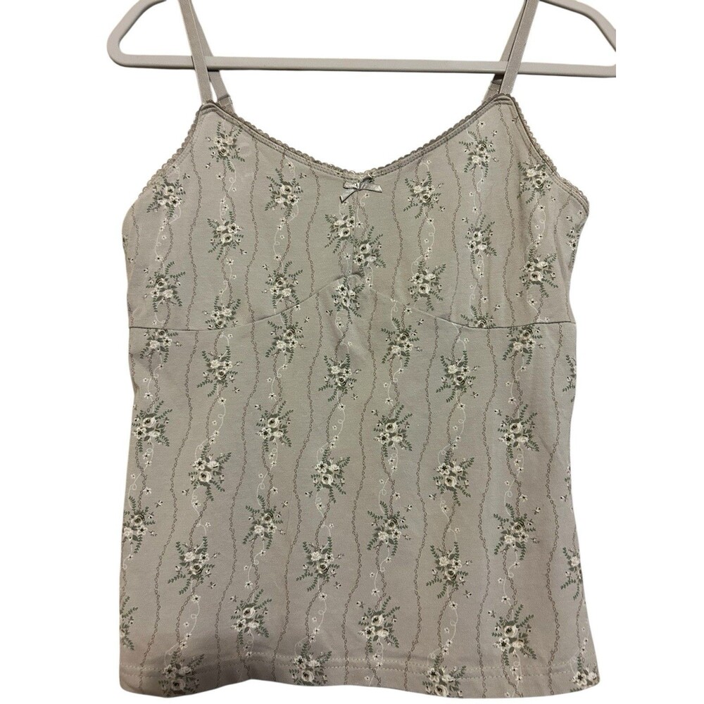 VTG Y2K Baby Doll Empire Waist Floral Cami Top Cottage Feminine Faded Glory